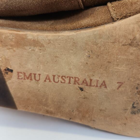 Emu Australia Women Brown Suede Ankle Boots Size 7 Lace Up Wedge Casual Moc - Picture 9 of 9